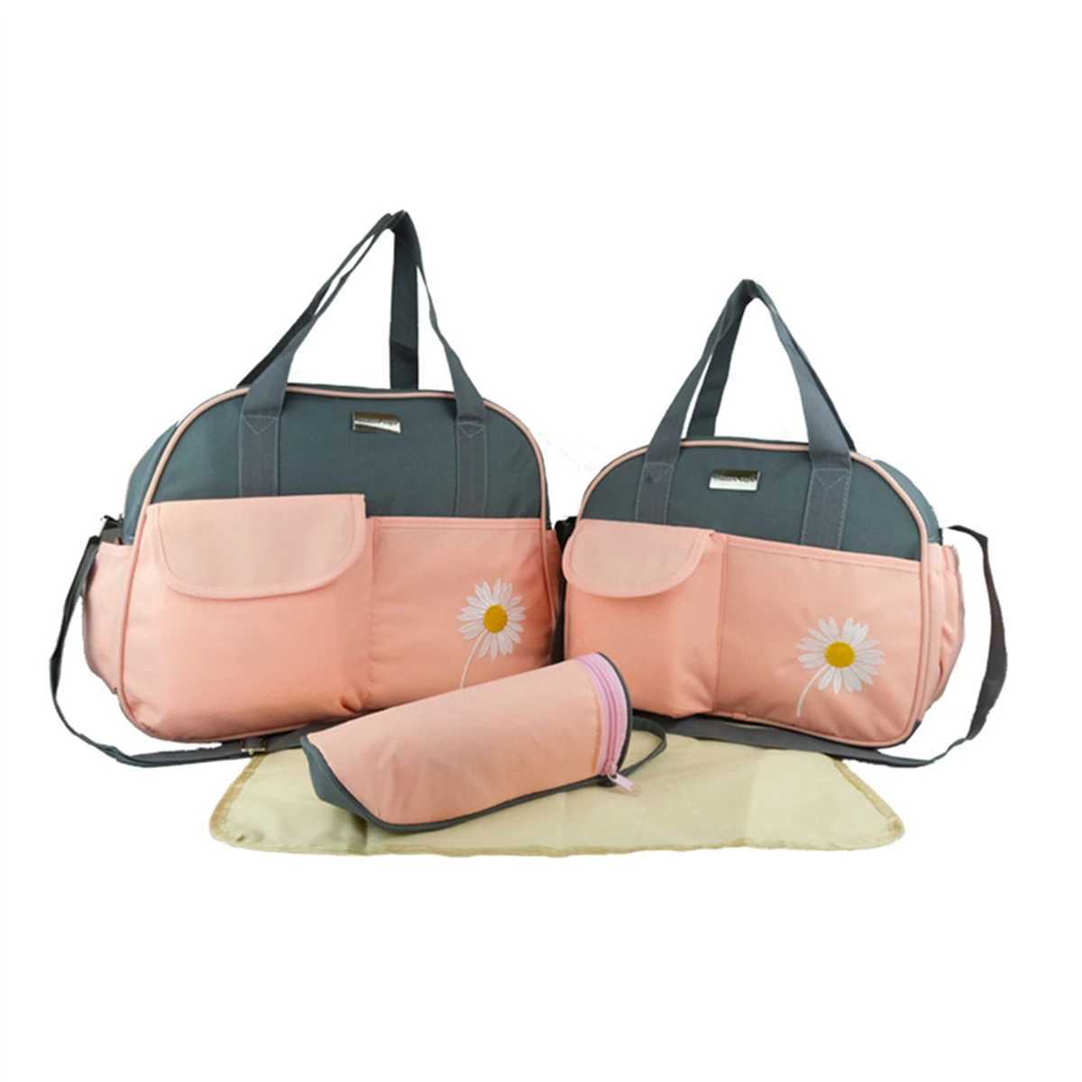 Diaper Bags New Fashion Embroidered Daisy Mommy Bag Four Piece Set Multi functional Large Capacity One Shoulder Diagonal Cross Diaper Bag Y250227B21Q