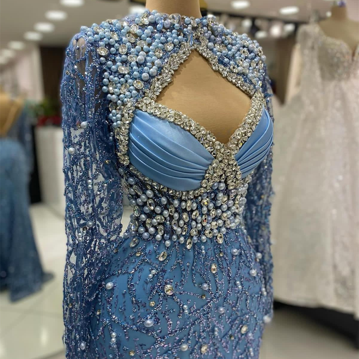 Beaded Prom Dress | Sequined Lace Mermaid Evening Gown