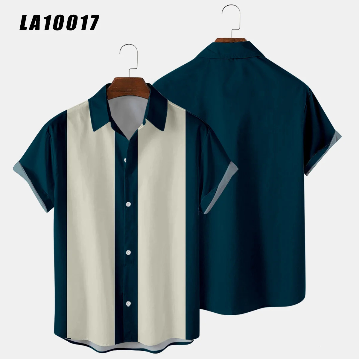 Vertical Striped Shirt Men Casual Button-Down Holiday Beach Shirts Short Sleeve Camiseta Retro Hombre Bowling Mens Shirts 240506