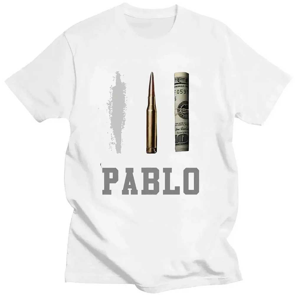 Men's T-Shirts Design Money Print Pablo Escobar Short Slve Mens Cotton T-Shirt Fashion Tops Oversized Loose Men Clothing Casual T-shirts T240505