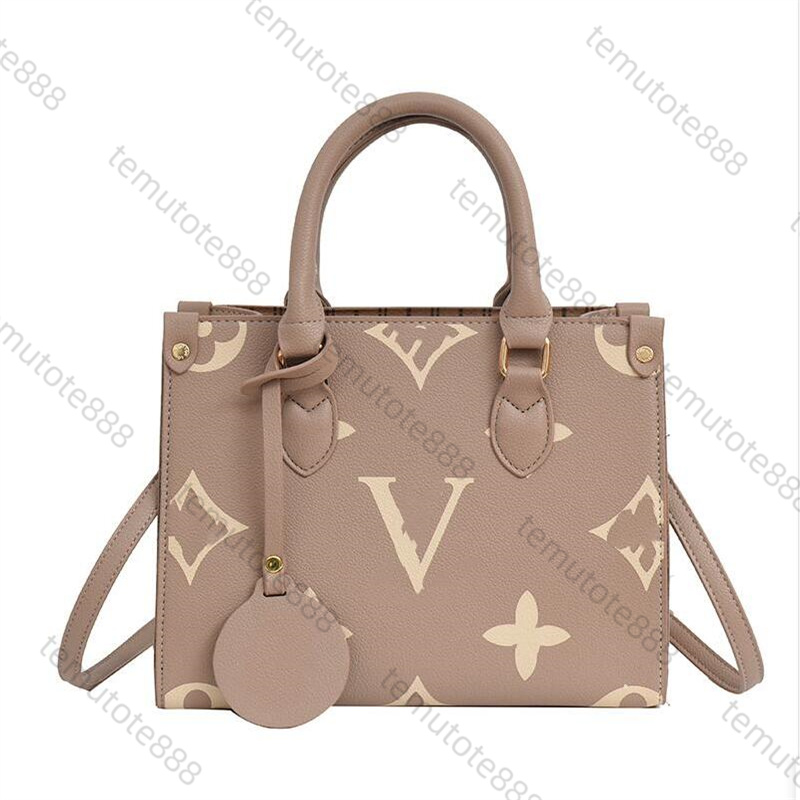 Small ON THE GO shop travel Designer bag Womens mens Luxury Genuine Leather Clutch Tote Bag Cross Body embossed With shoulder straps old flo