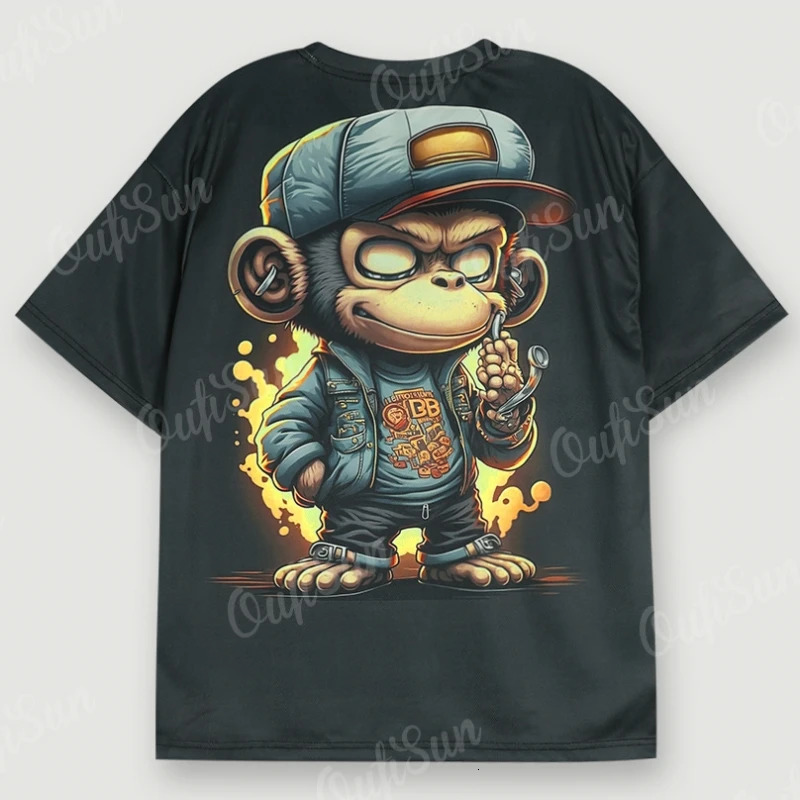 Animal TShirts For Men 3d HipHop Monkey Print Daily Casual Short Sleeved Loose Oversized TShirt Street Harajuku Tops Tee 2024 240420