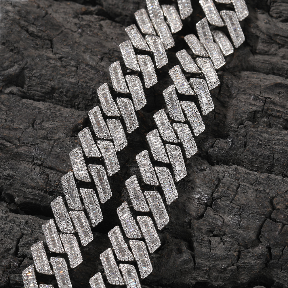 21mm Hip Hop Double Row Square T Zircon Miami Cuban Link Chain Mens Necklace 18k Real Gold Plated Men Heavy Jewelry