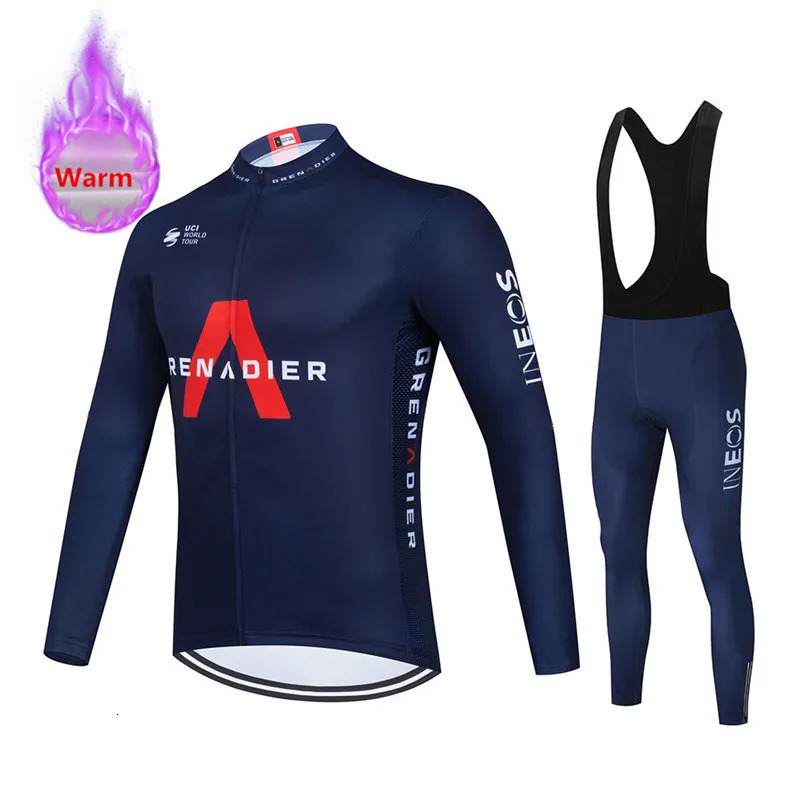 Team Ineos Ropa Ciclismo Bike Wear Warm Winter Fleece Jerseys Mens Bicycle Suits Bib Pants Triathlon Cycling Clothing Sets 240506 - view 3