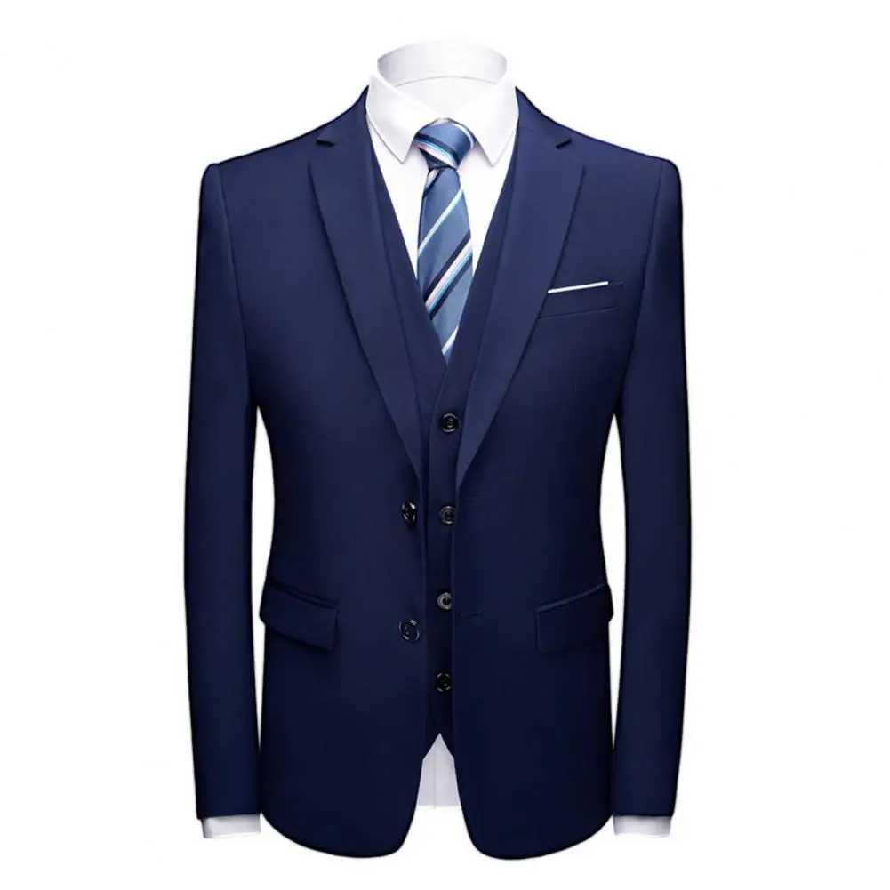 Men's Suits Blazers 3-piece jacket+tank top+pants set jacket tank top Trousers business lapel single chest ultra-thin wedding banquet ball mens Q