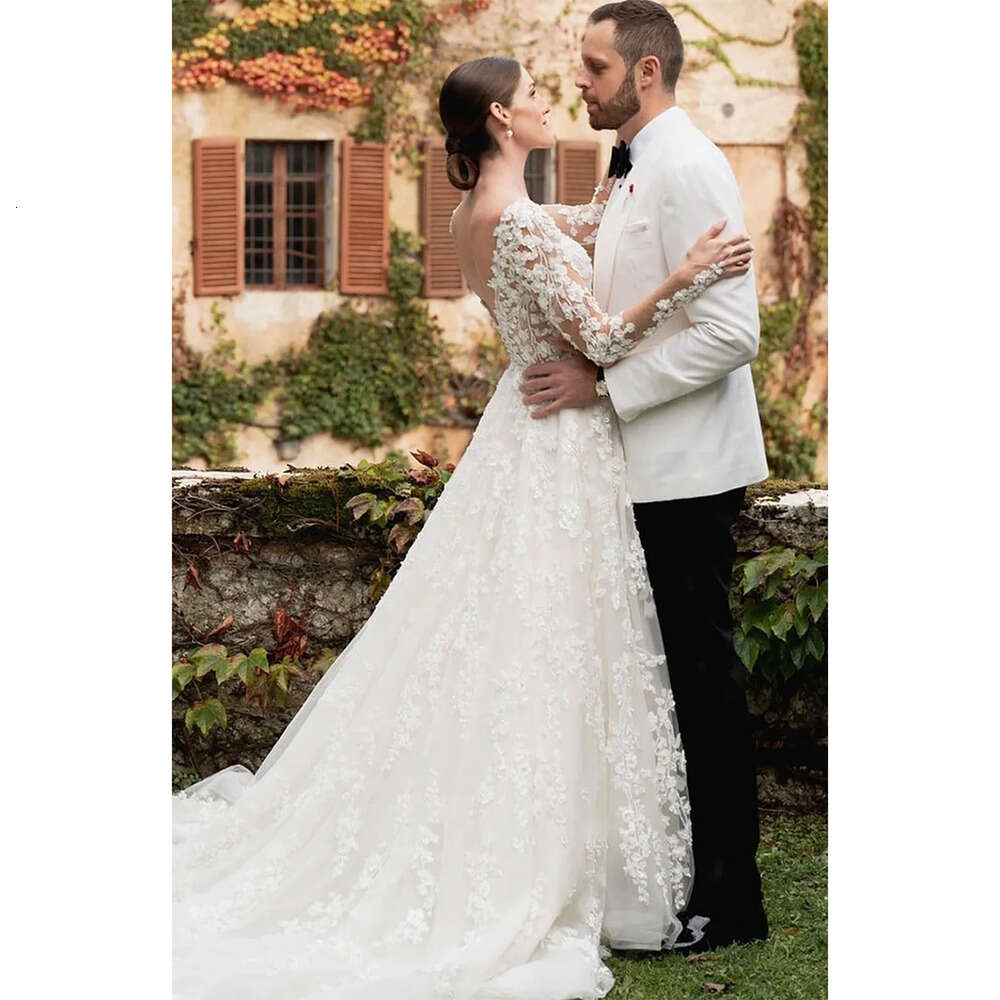 Dresses Wedding Glamorous V Neck Sleeves A E Long Wer Lace Applicants Backless Zipper Court Gown Custom Made Plus Size Bridal Dress Vestidos De Novia 