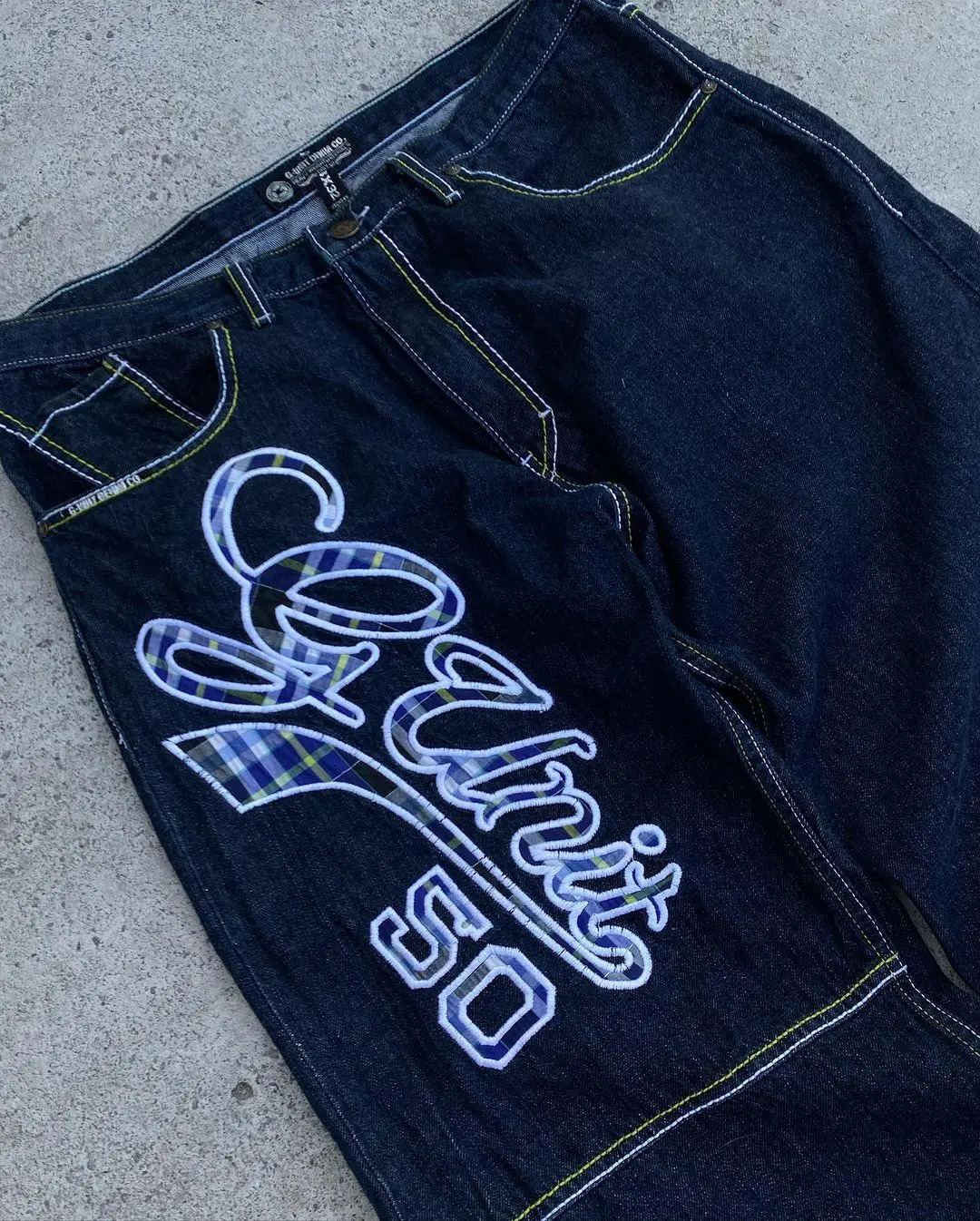 American Street Letter Patch Jeans Mens Vintage Hip-hop Baggy Straight Wide-leg Pants Harajuku Trendy Y2K Jeans Unisex 240429