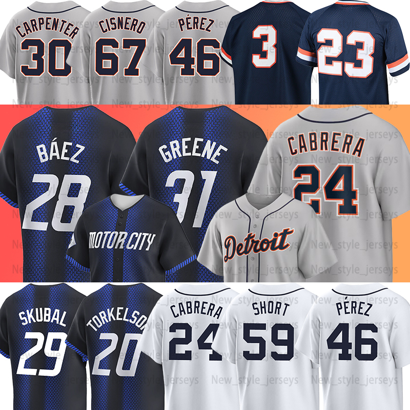 31 Riley Greene Baseball Jerseys Detroit Motor Tigers City Javier Baez Miguel Cabrera Spencer Torkelson Tarik Skubal Matt Vierling Kerry Carpente Mark Canha