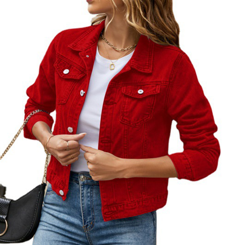 Jean jacket women Denim Jacket Solid Color Versatile Women Jean Jackets White Black Red Fashion Denim Coat Designer Womens Jacket S-xxL
