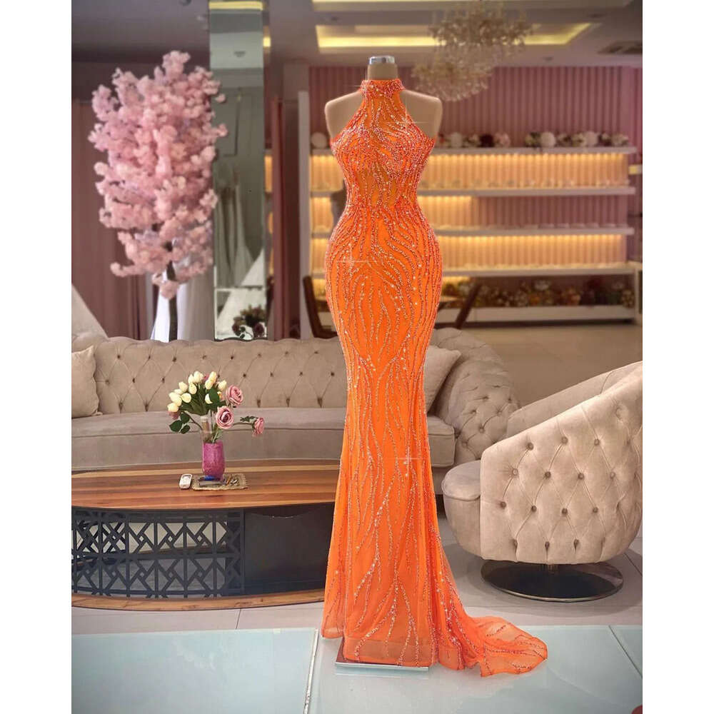 Mermaid Dresses Gorgeous Halter High Prom Sleeveless Waist Shining Applicants Backless Zipper Court Gown Custom Made Plus Size Party Dress Vestido De 