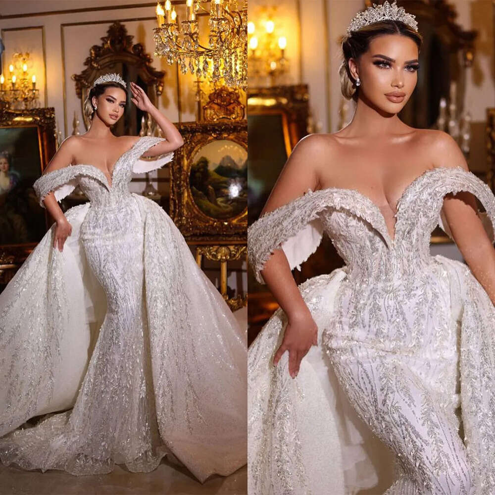 Wedding Dresses Shoulder Gorgeous The Mermaid Off Designer Shining Stripe Applicants Beads Chapel Custom Made Plus Size Bridal Gown Vestidos De Novia 