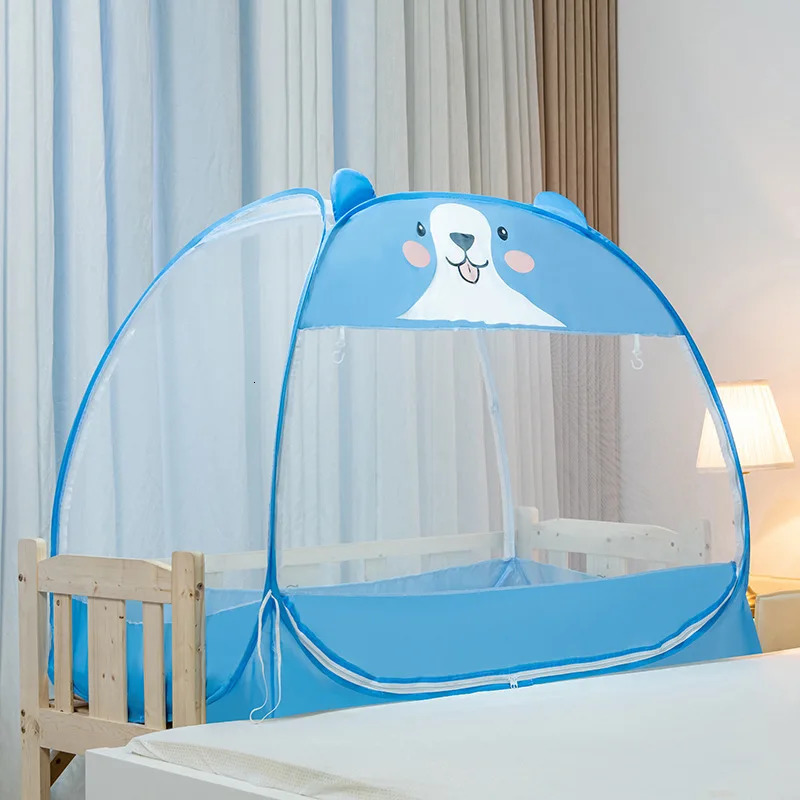 Four Seasons Universal Yurt Baby Comfortable Sleep Mosquito Net Cartoon Style Free Install Full Bottom Anit-fall Crib Small Tent 240422