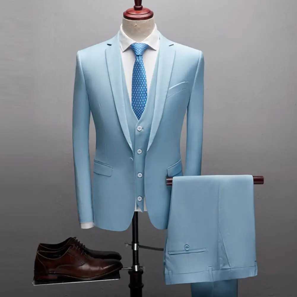 Men's Suits Blazers 3-piece jacket+tank top+pants set jacket tank top Trousers business lapel single chest ultra-thin wedding banquet ball mens Q
