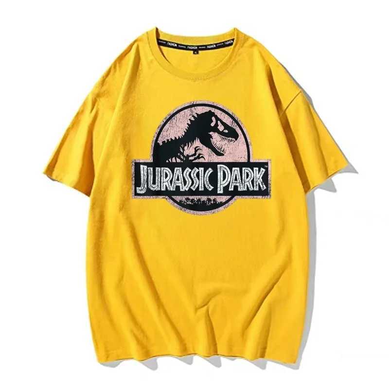 Men's T-Shirts Summer Fashion Mens Owersize T-Shirt Jurassic Park Large Dinosaur High Quty Printed T-Shirt Unisex Cotton Hip Hop T-Shirt T240505
