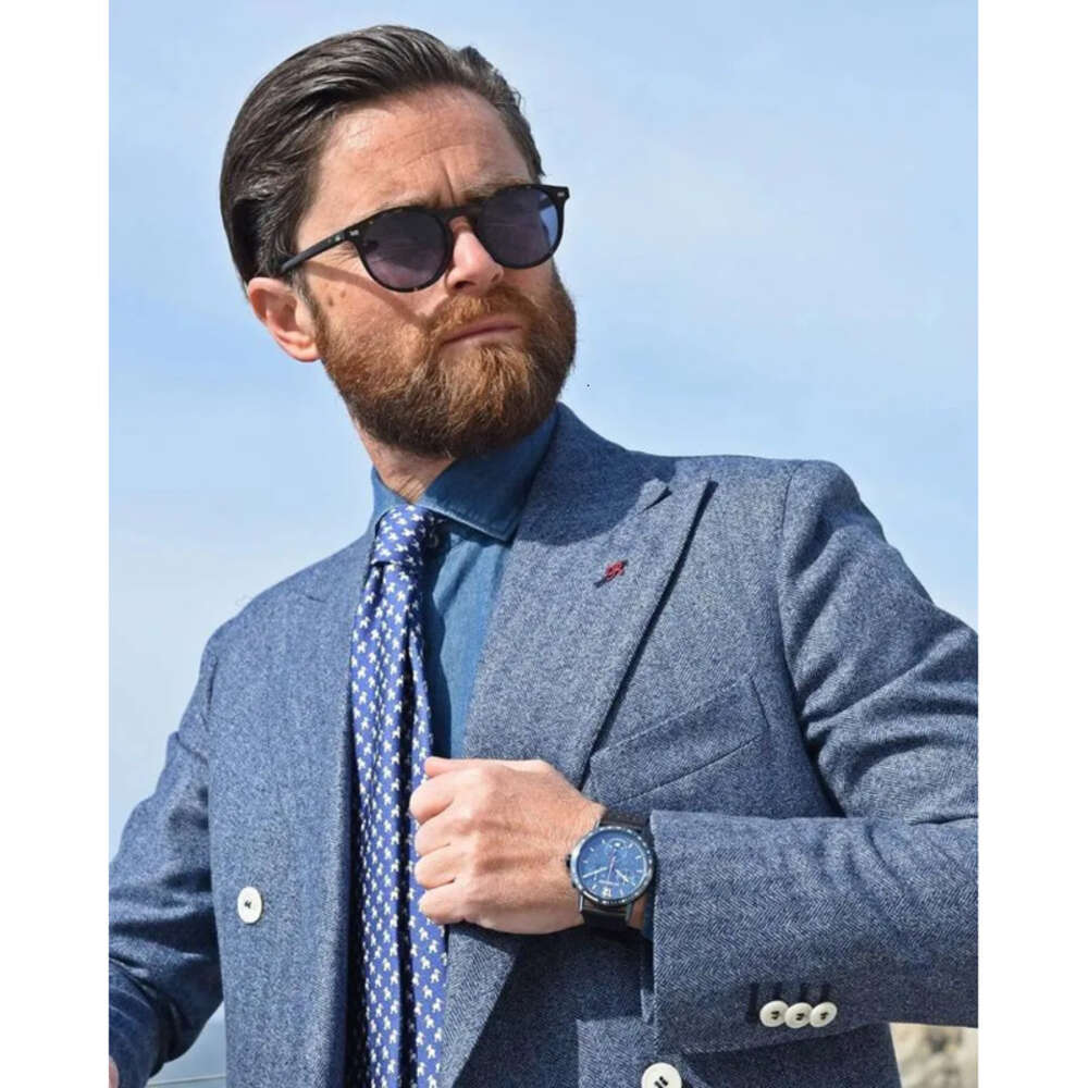 Wedding Suits Tuxedos Pieces Pattern Men Two Herringbone Classical Formal Suit Jacket Double Breasted Customized Peaked Lapel Pockets Bridegroom Coat 