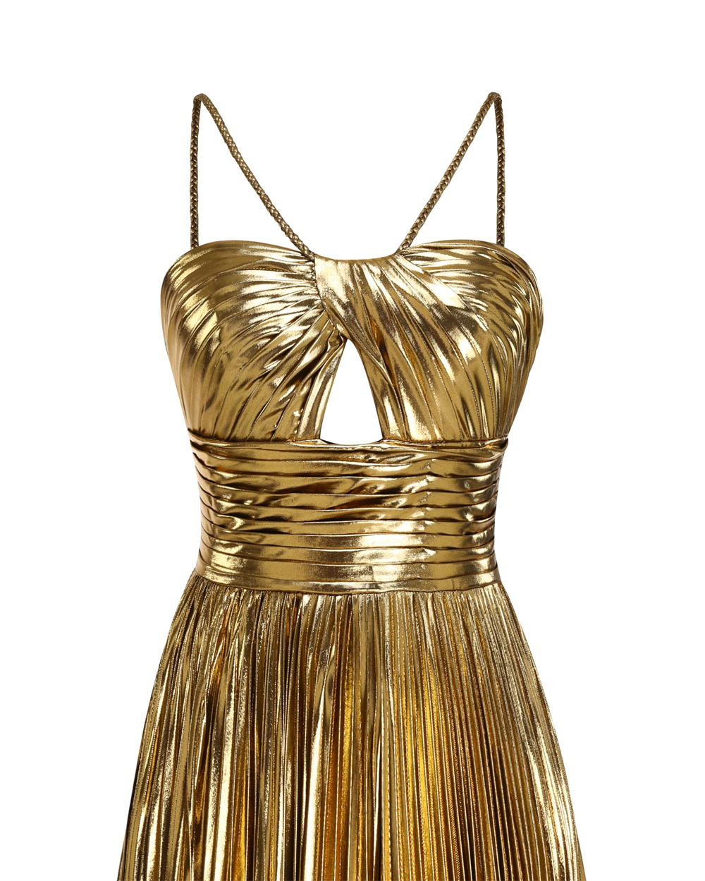 Spaghetti Long Prom Dresses Gold Split Satin Pleats A-Line Sexy Backless Plus Size Formal Occasion Evening Party Gown Pd19