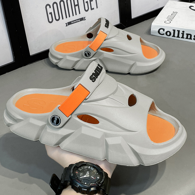 Slippers men to wear outdoors in summer sports beach shoes couples new anti slip flip flops with contrasting colors for casual men's sandals