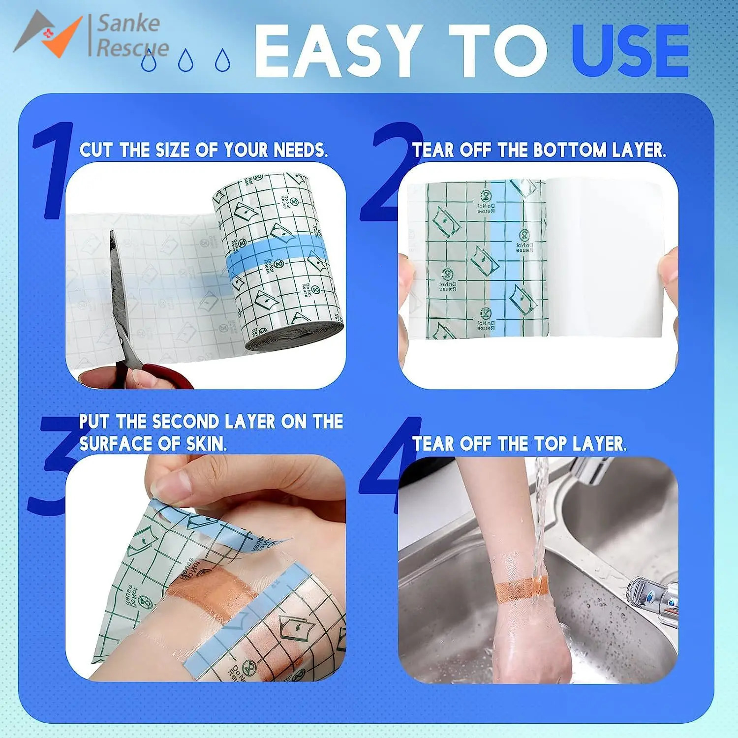 Tattoo Aftercare Waterproof Bandage Roll Transparent Film Dressing Second Skin Healing Protective Clear Adhesive for Tattoo 240506