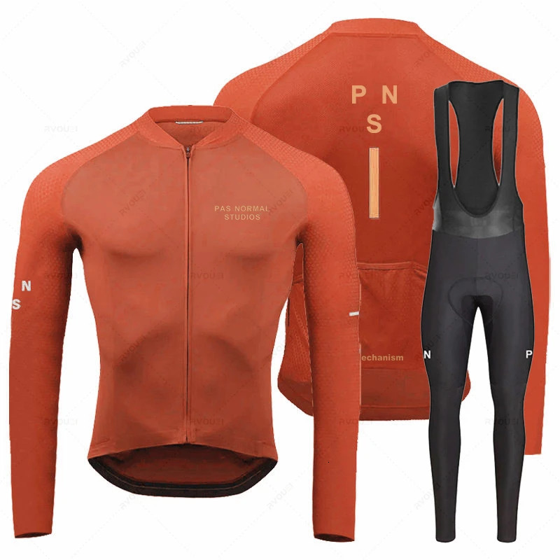 Pns Team Breathable Long Sleeve Cycling Jersey Set Bib Pants Ropa Maillot Ciclismo Bicycle Clothing MTB Bike Uniform Men Clothes 240506