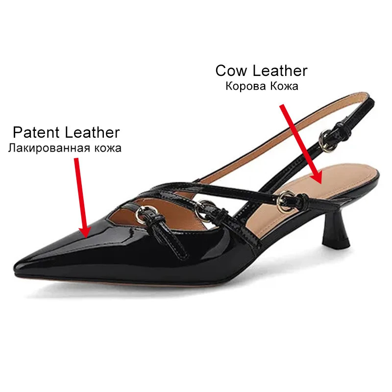 JOZHAMTA Size 34-42 Women Heeled Sandals Retro Rome High Heels Shoes For Women Summer 2024 INS Real Leather Buckle Heel Sandal 240506