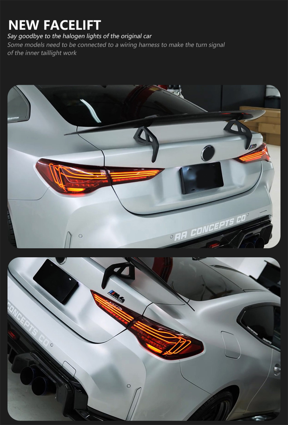 LED Taillight for BMW 4 Series M4 G22 G23 G82 GSL 425I 430I 20 19-2024 Rear Lights Turn Signal Brake Light Driving Reversing Lamp