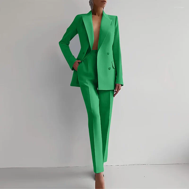 Women's Two Piece Pants Long Sleeve Office Lady Fashion 2PCS Outfit Women Spring Summer V-Neck Solid Patchwork Matching Sets Elegant Slim