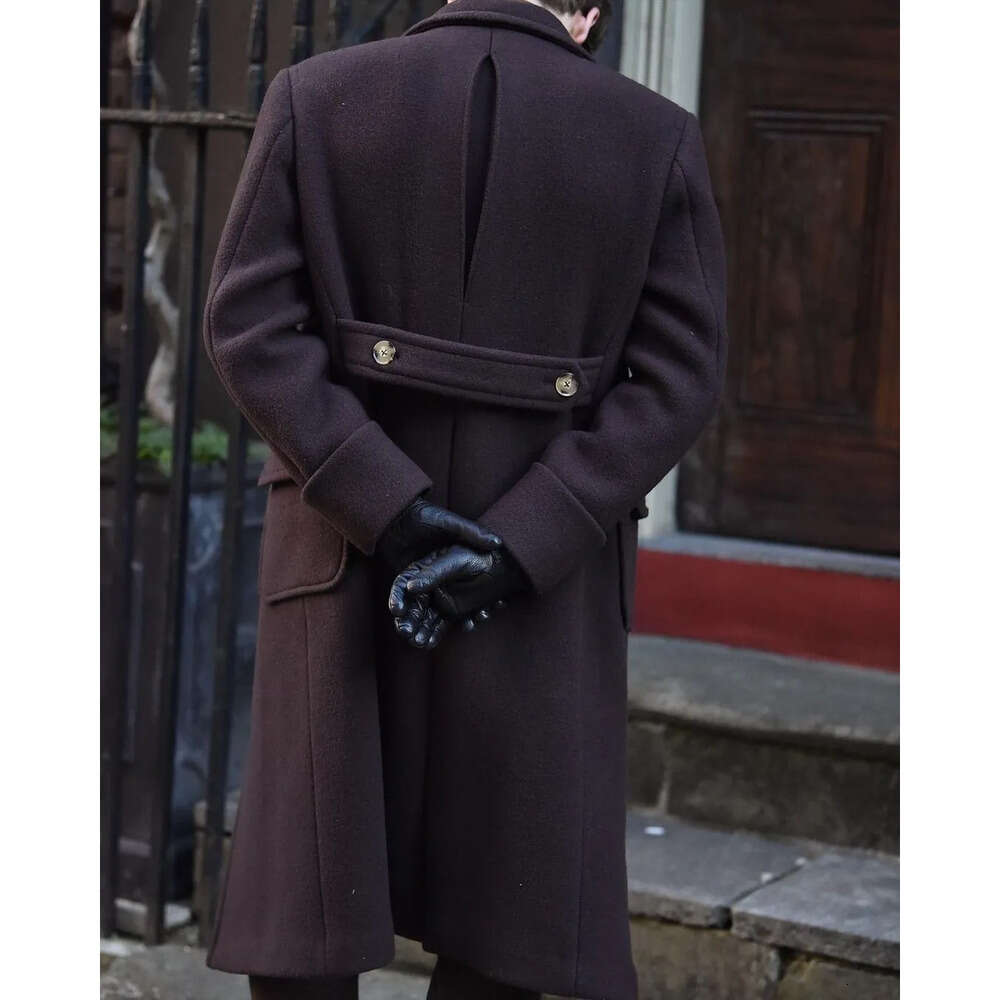 Lapel One-Piece Mens Peaked Vintage Groom Designer Tuxedos Customized Made Wool Blend Mid-Length Business Men Suits