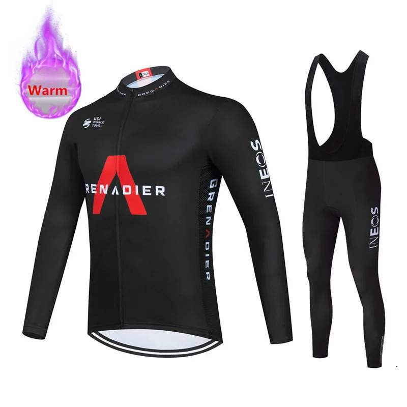 Team Ineos Ropa Ciclismo Bike Wear Warm Winter Fleece Jerseys Mens Bicycle Suits Bib Pants Triathlon Cycling Clothing Sets 240506 - view 6
