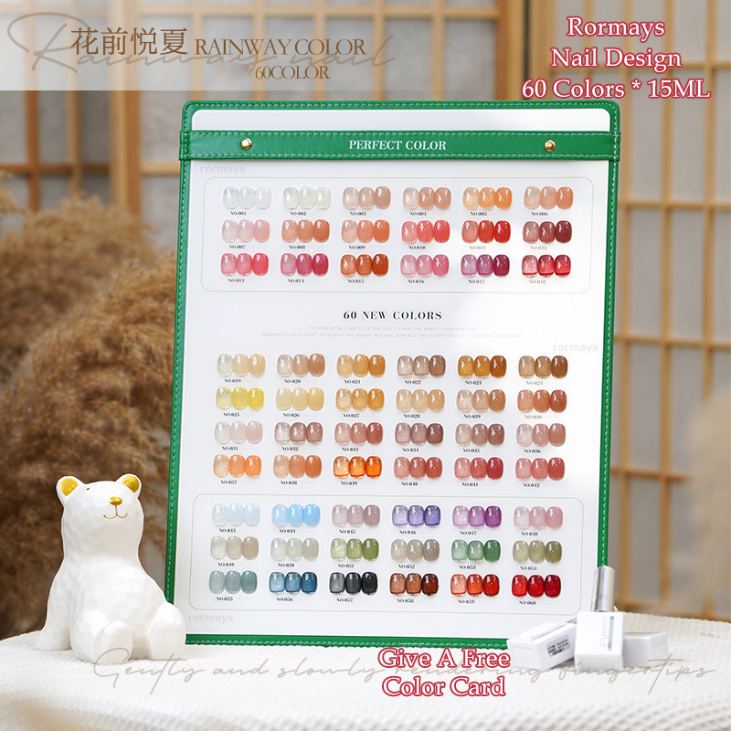 Rormays New Jelly Bare gel Polishing 60PCS Ice Transparent Color Semi permanent Varnish gel UV Soaking Nail Whitening Art Factory 15ML