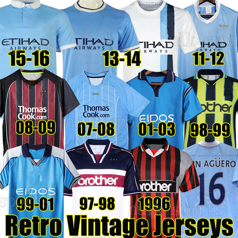 Haaland Kun Aguero 93 94 Retro Soccer Jerseys 1981 82 89 91 96 97 98 99 07 2008 11 12 13 15 16 MANS CITIES WEMBLEY CLOUGH TEVEZ DZEKO KOMPANO Classic Vintage Football Shirt