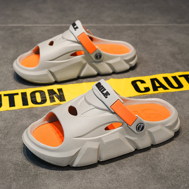 Slippers men to wear outdoors in summer sports beach shoes couples new anti slip flip flops with contrasting colors for casual men's sandals