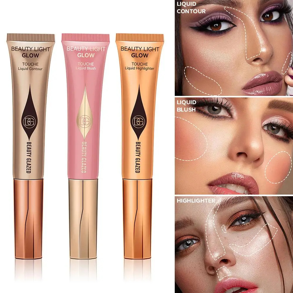 7 Colors Liquid Blush Stick Highlighter Multi Functional Waterproof Pen Lip Eye Up Cheek With Versatile Makeup Cushion Make B6R2 240507