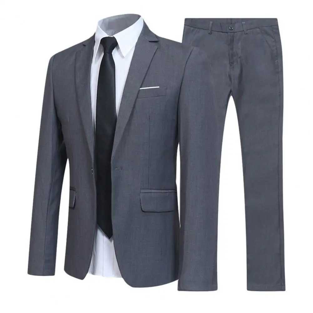 Men's Suits Blazers Formal set fashionable button pocket jacket mens business formal turn around collar date Q240507