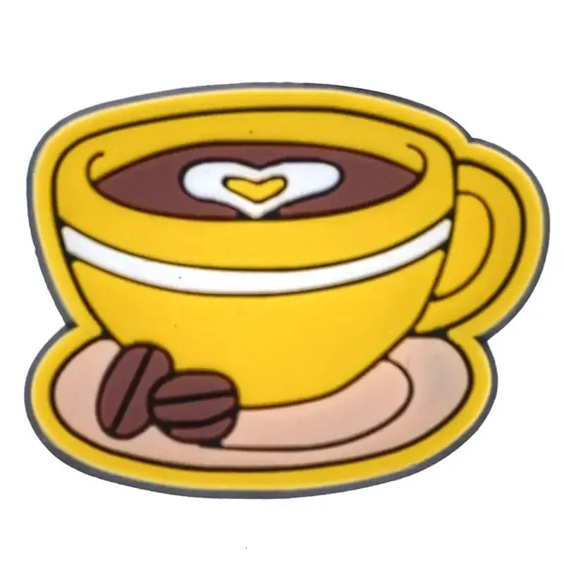20pcs Coffee Cup Series Shoe Charms for Clogs Bogg Bag Bubble Slides Sandals PVC Shoe Decorations Accessories EVA Beac 240506