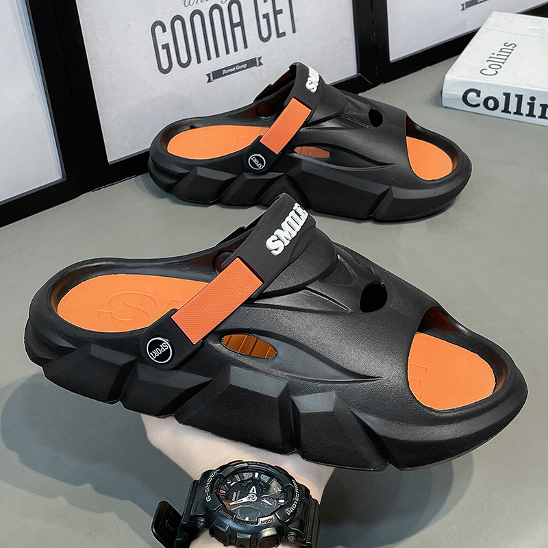 Slippers men to wear outdoors in summer sports beach shoes couples new anti slip flip flops with contrasting colors for casual men's sandals