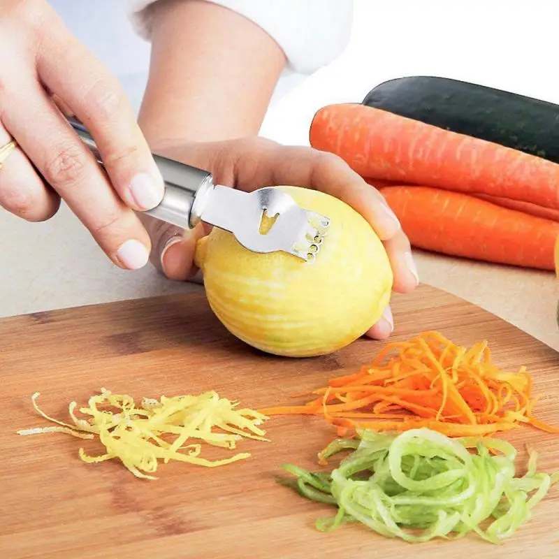 1 PC Lemon Orange Fruit Citrus Zester Peeler Kitchen Bar Craft Stainless Steel Knife Peeg Tools 0507