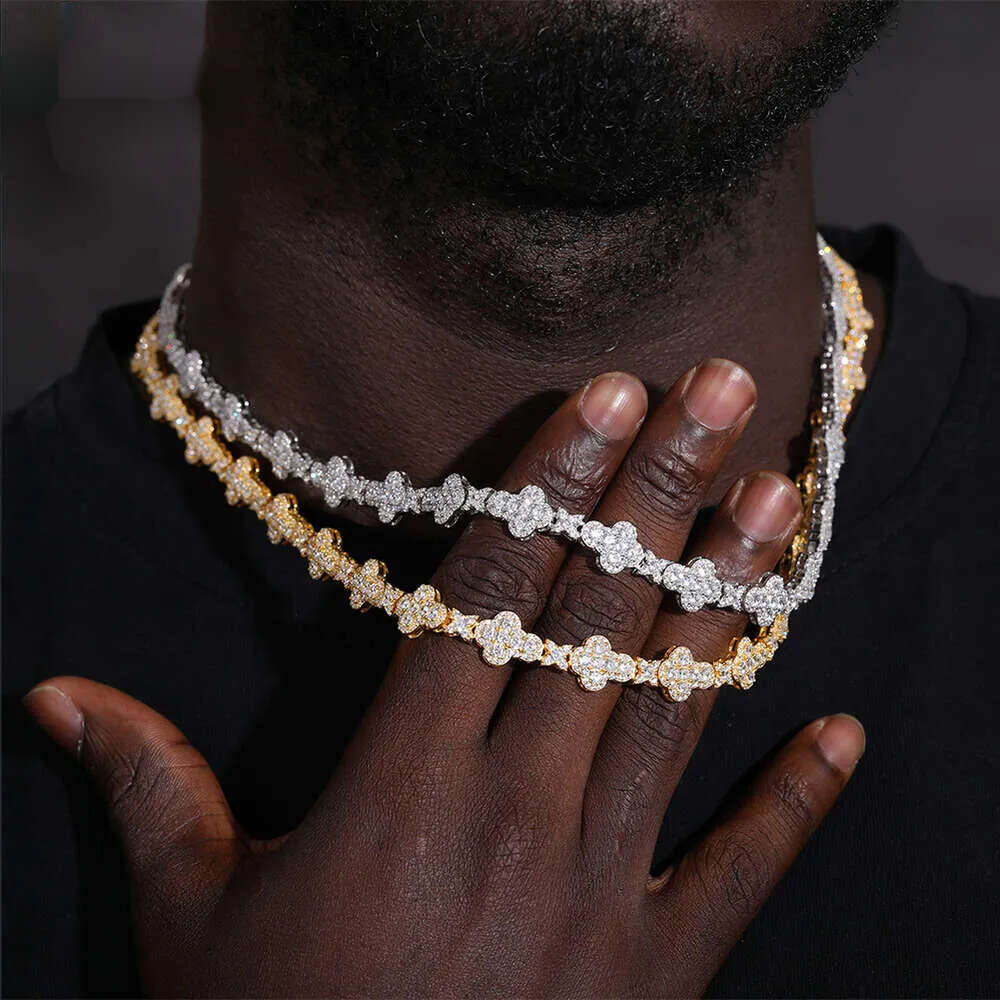 new collection sparkg necklace mens 10mm sterg sier vvs moissanite dia iced out cross star k chain