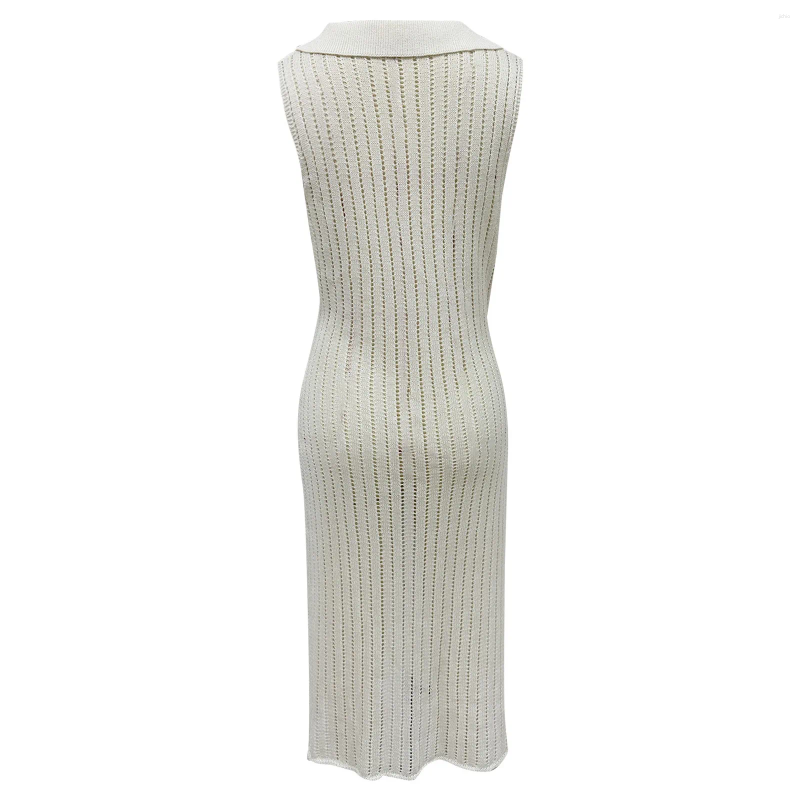 Sexy See-Through Swimsuit Tunic V-neck Solid Color Sleeveless Mesh Beach Cover Up Dress Bohemian Seaside Womens Swimwear