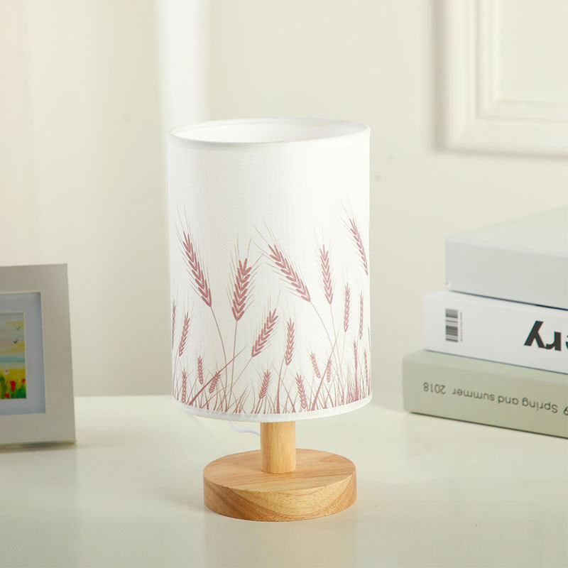 Fabric wood bottom table eye protection desk lamp