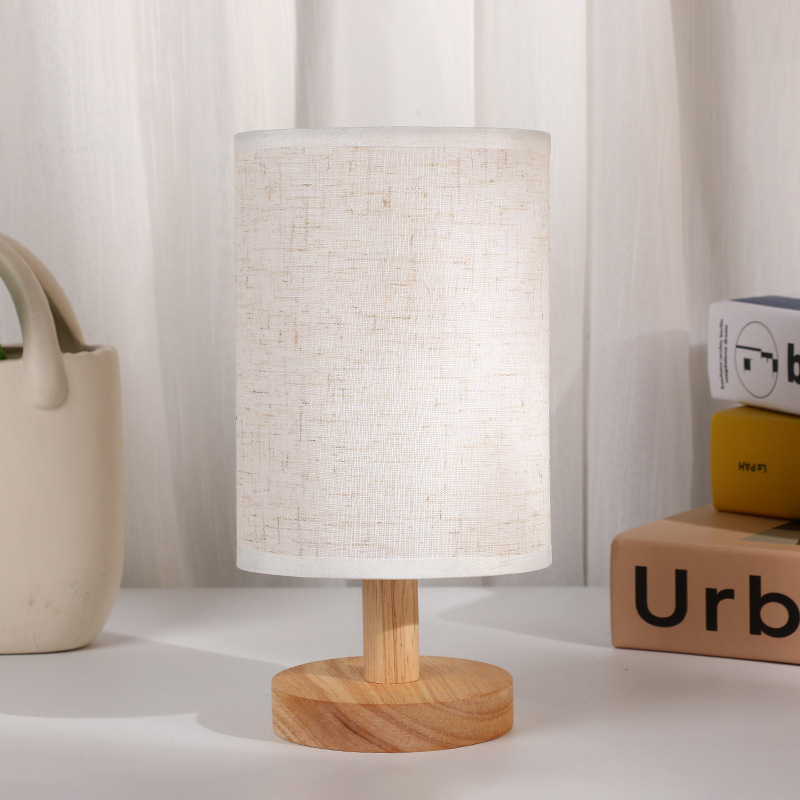 Fabric wood bottom table eye protection desk lamp