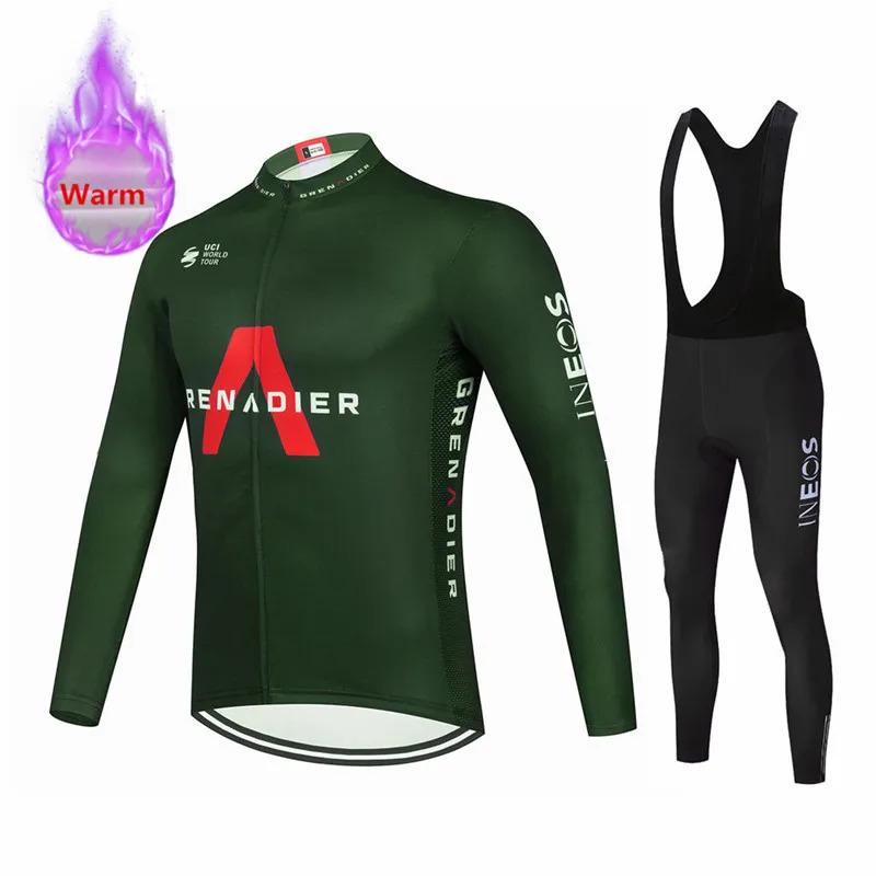 Team Ineos Ropa Ciclismo Bike Wear Warm Winter Fleece Jerseys Mens Bicycle Suits Bib Pants Triathlon Cycling Clothing Sets 240506 - view 7