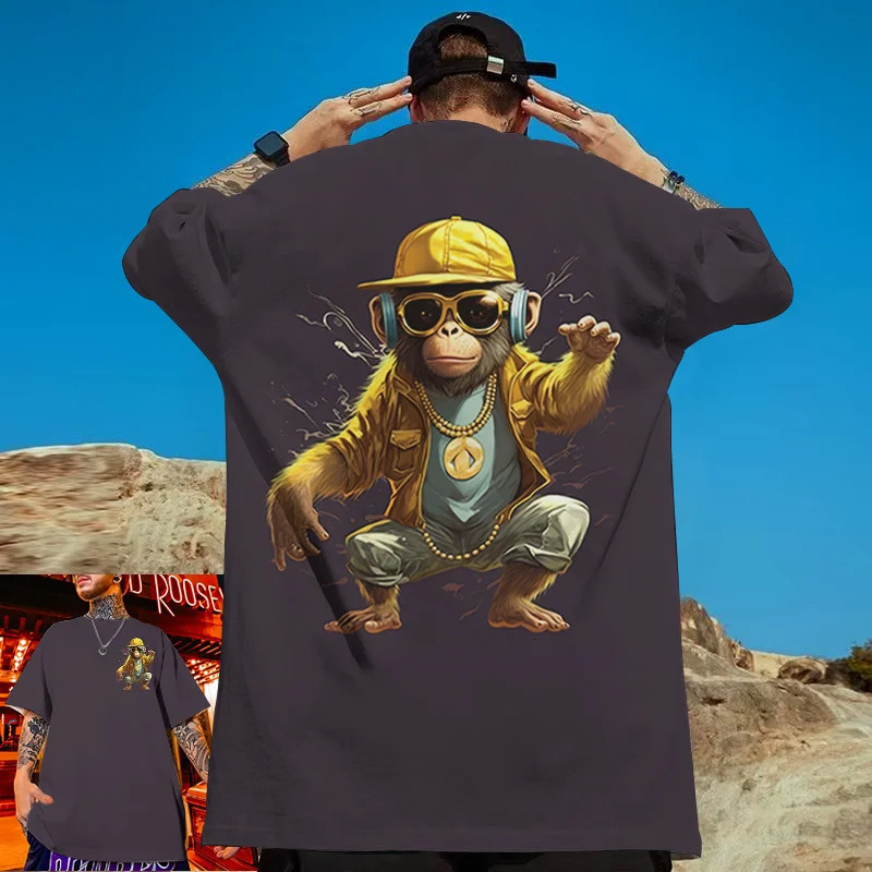 Animal TShirts For Men 3d HipHop Monkey Print Daily Casual Short Sleeved Loose Oversized TShirt Street Harajuku Tops Tee 2024 240420