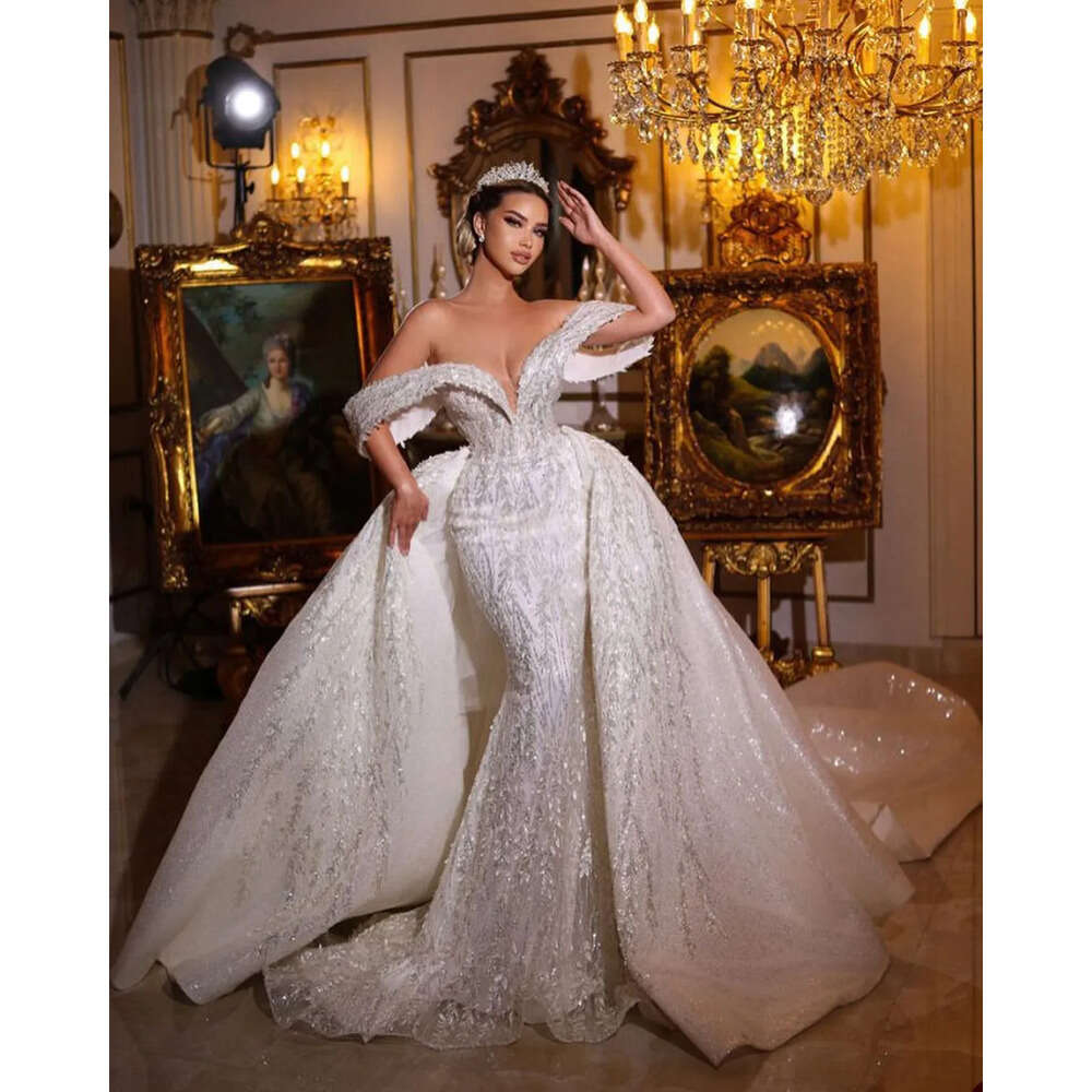 Wedding Dresses Shoulder Gorgeous The Mermaid Off Designer Shining Stripe Applicants Beads Chapel Custom Made Plus Size Bridal Gown Vestidos De Novia 