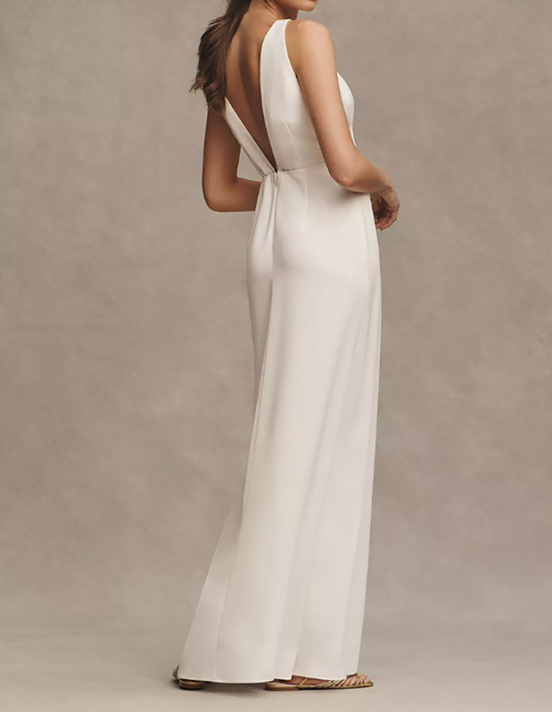 Pure White Column Prom Dresses Jewel Sleeveless Floor Length Sexy Backless Modern Front Split Celebrity Evening Dresses Plus Size Custom Made B5004