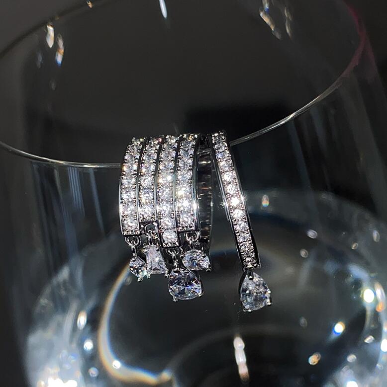 2024 Top Trend: Sier Water Drop Cubic Zirconia Adjustable Ring