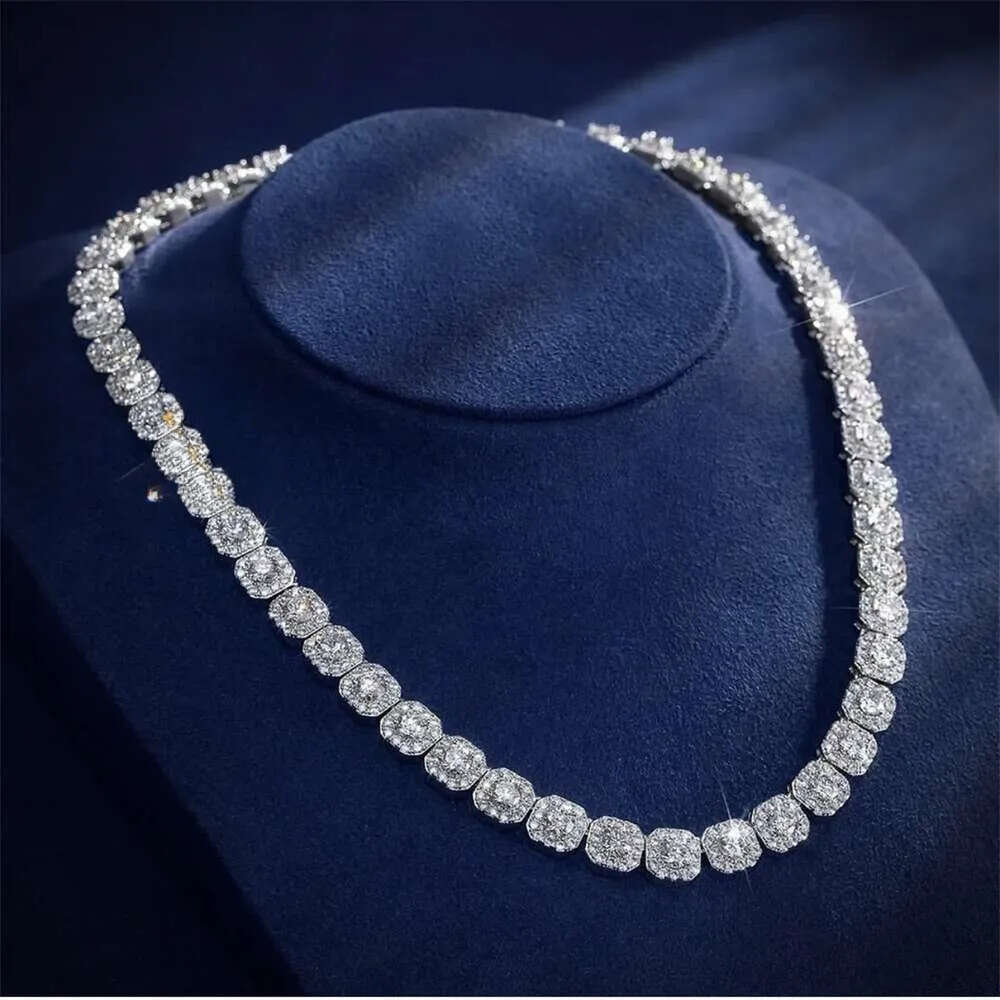 Fire Jewelry 6mm 10mm Sterg Sier d Color Vvs Moissanite Dia Cluster Tennis Chain Necklace for Men Women