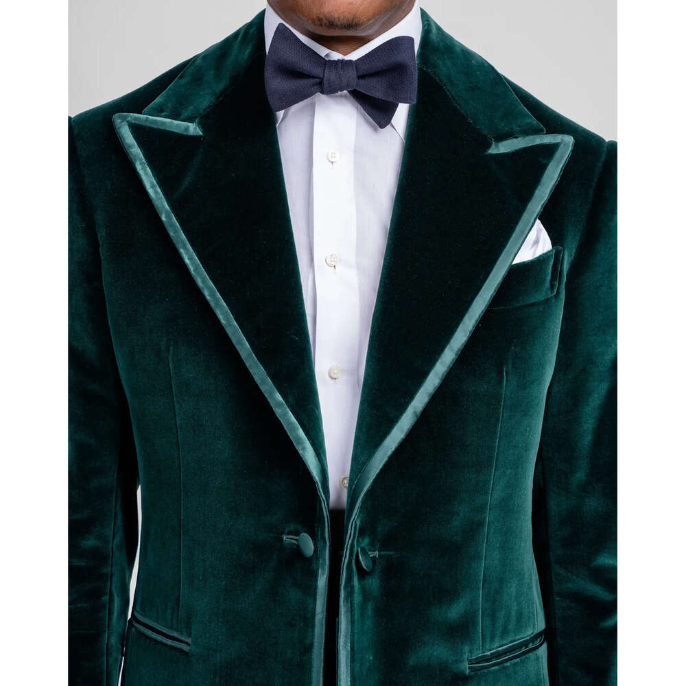 Suits Men Tuxedos Two Wedding Handsome Pieces Designer Crystal Veet Peaked Lapel Suit One Button Multiple Colors Customized Pockets Coat Pants Party