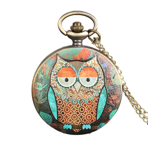 Exquisite Lovely Owl Design Pocket Watch Vine Quartz Analog Watches Necklace Chain Clock Gifts for Men Women Kids