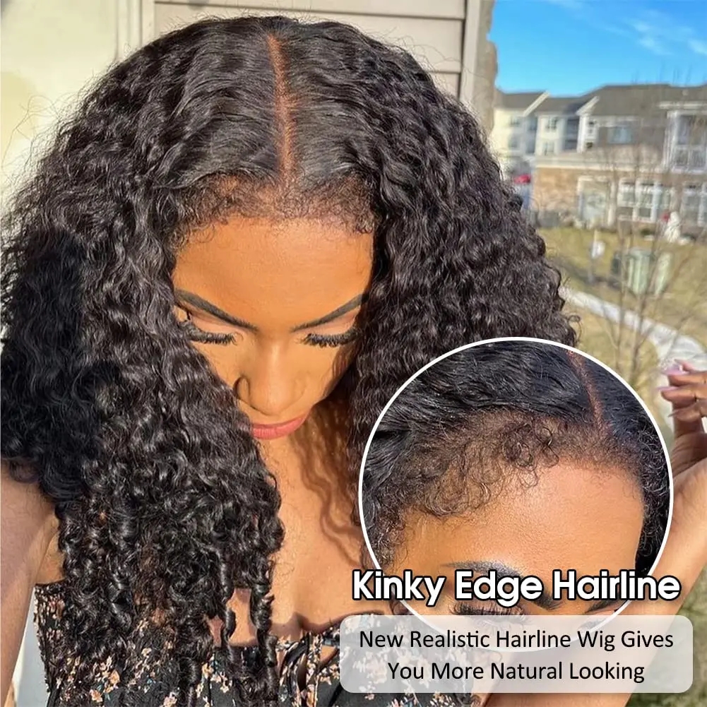 Afro Kinky Edges Curly Baby Hair 360 full lace human hair Wig 360 full natural HD Lace Frontal Wig Kinky curl Lace Front Wig pre pluck
