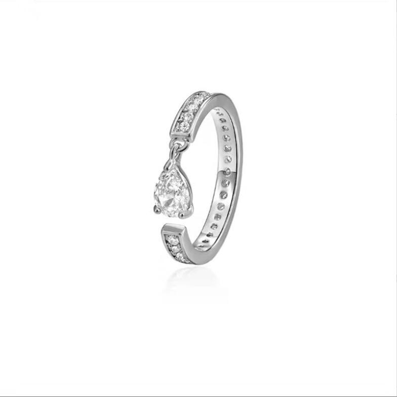 2024 Top Trend: Sier Water Drop Cubic Zirconia Adjustable Ring